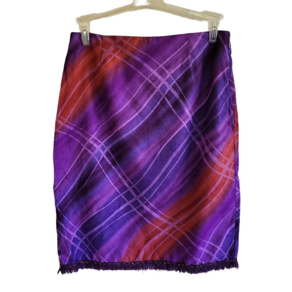Clio Plaid Purple & Red Midi Shirt 12 Petite